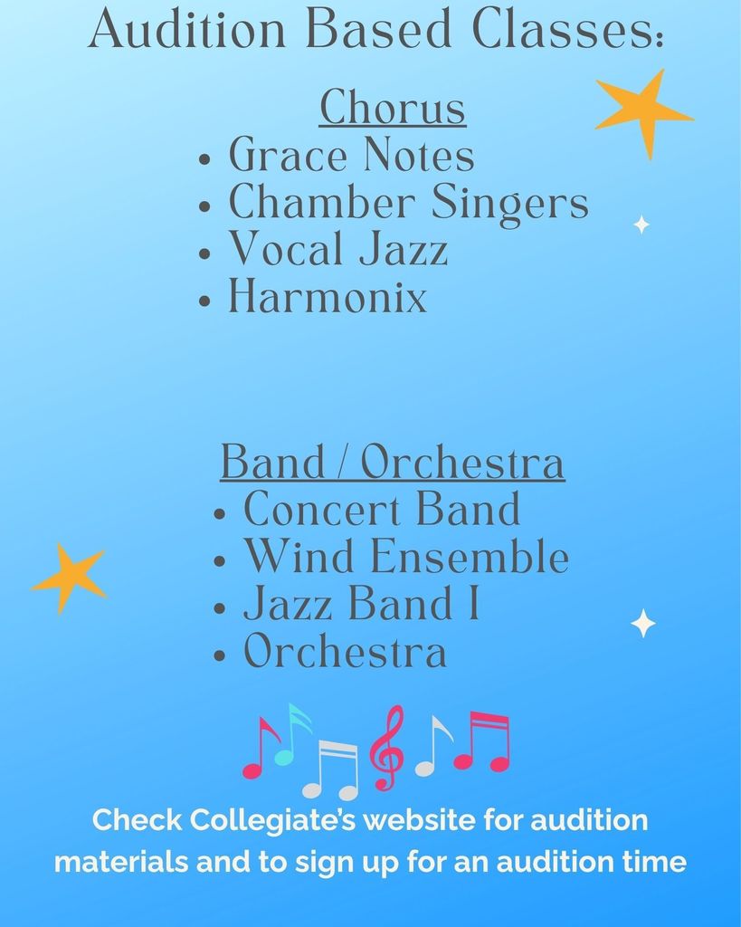 The audition bases classes for chorus and band/orchestra. 