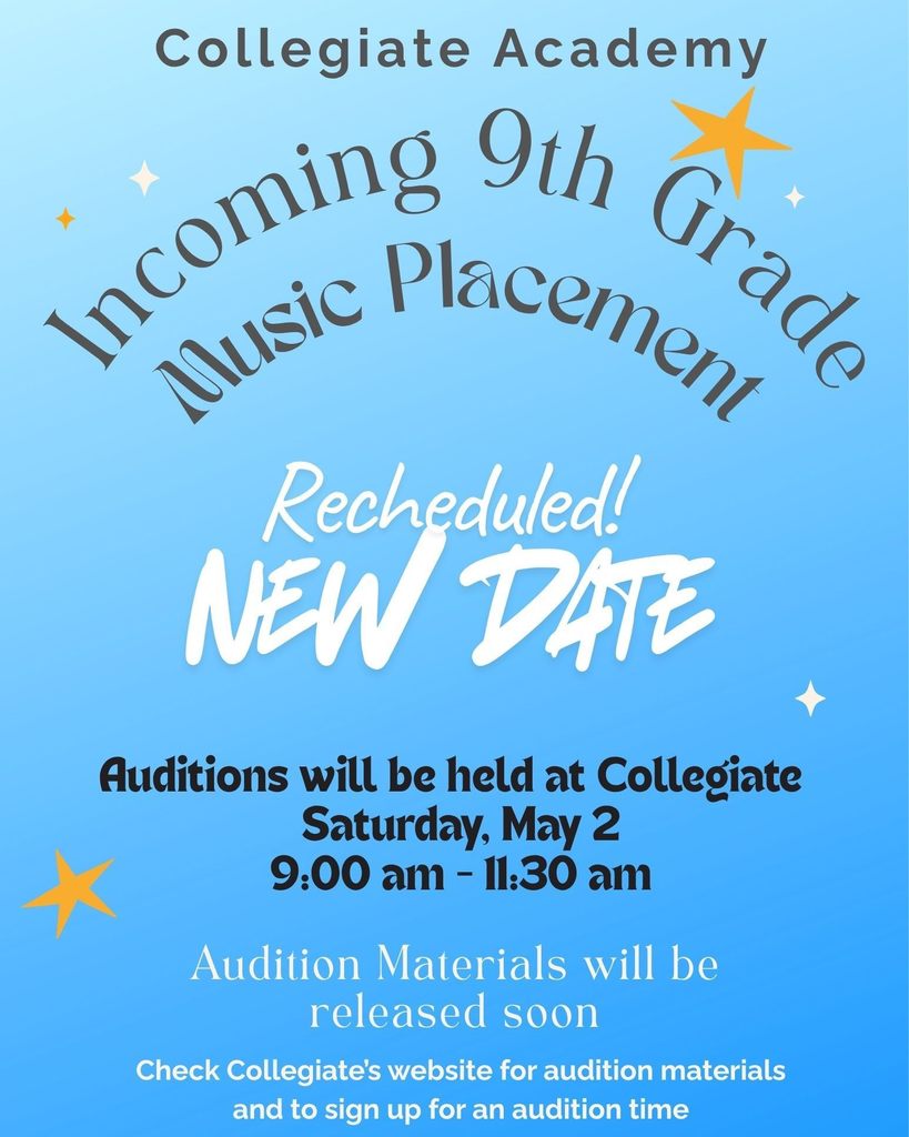 For incoming 9th grade students music placement flyer. 