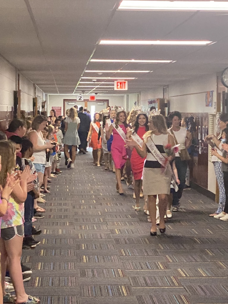 students walking down hall