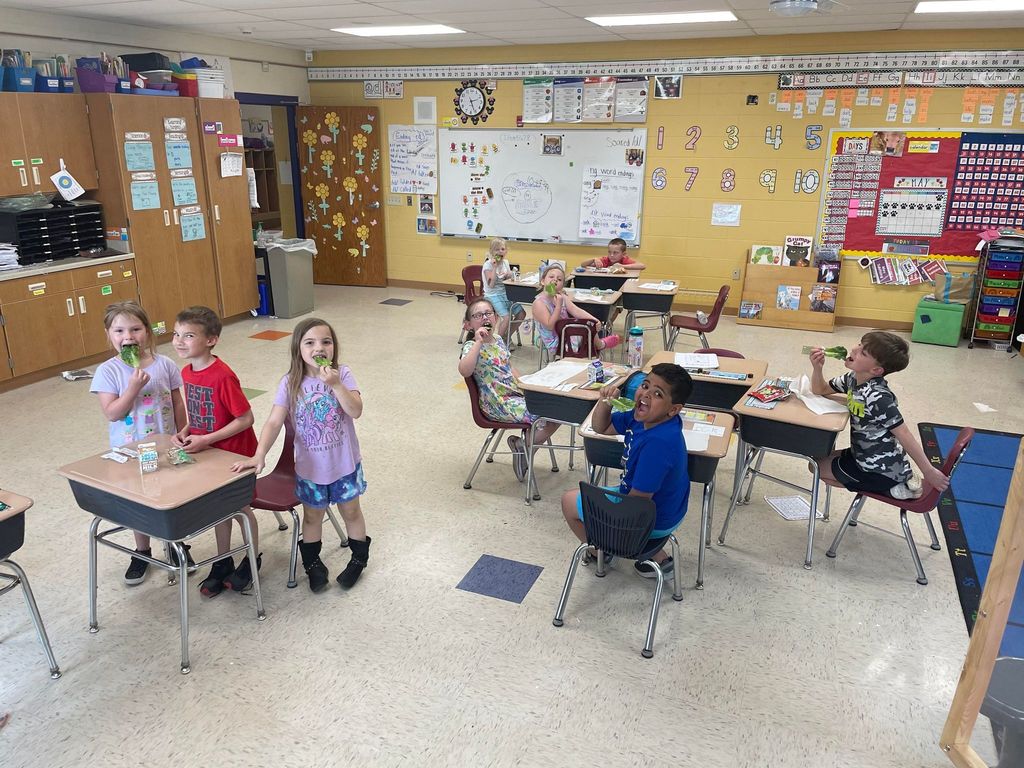 1st Graders enjoy their garden plants