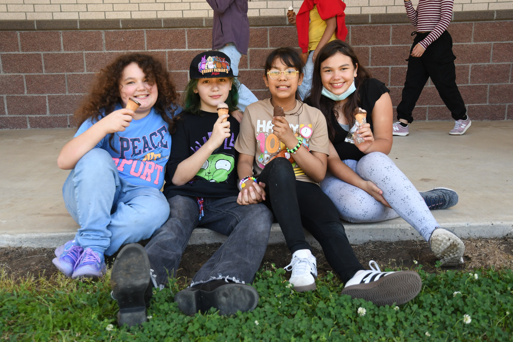 4 girls enjoying ice cream
