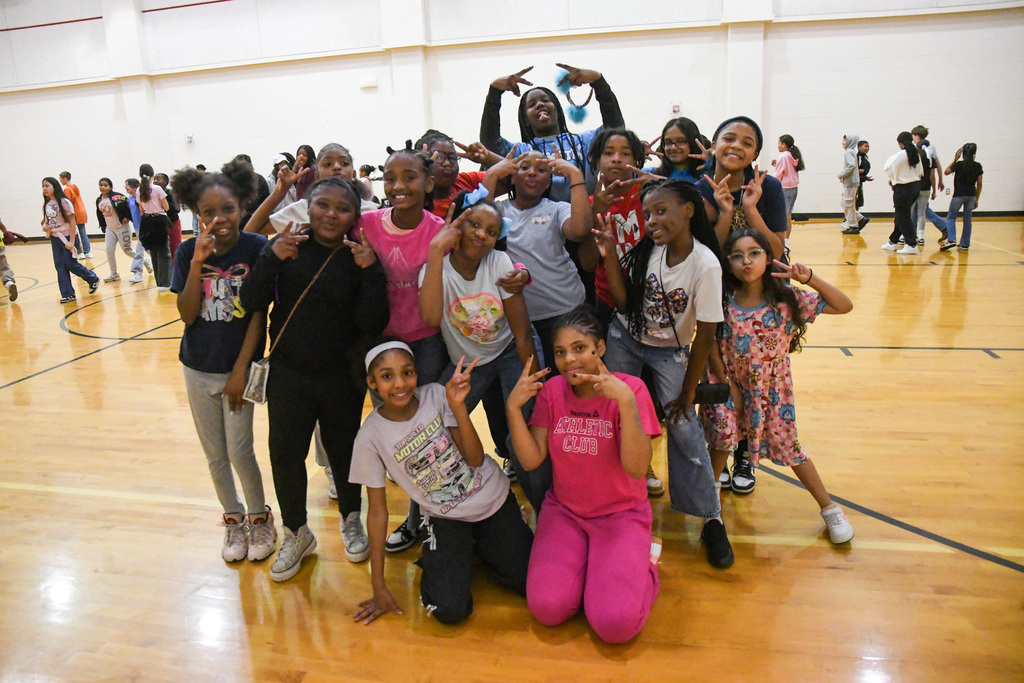 students in a large group for a photo