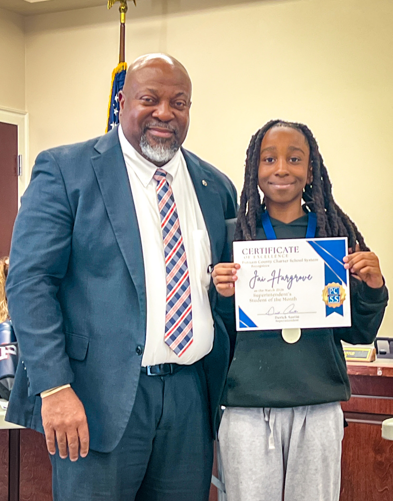 PCES' March Superintendent Student of the Month, Jai Hargrove!