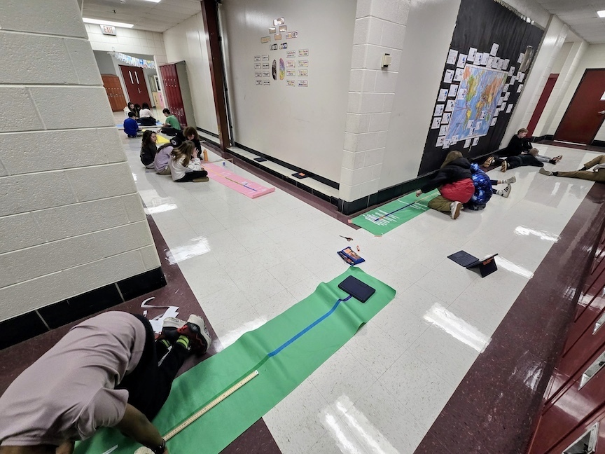 Students work on Timeline projects at GVMS