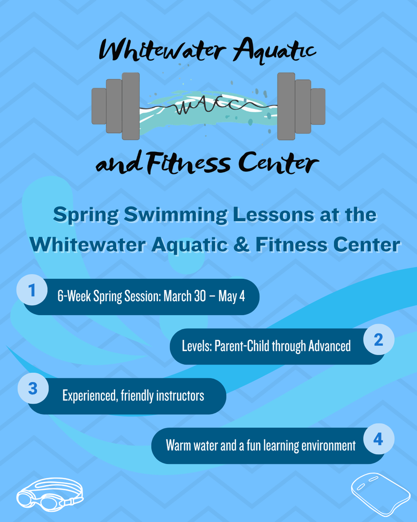 A blue image with lines that look like jagged waves. The City of Whitewater Aquatic and Fitness Center logo is in the center of the page.