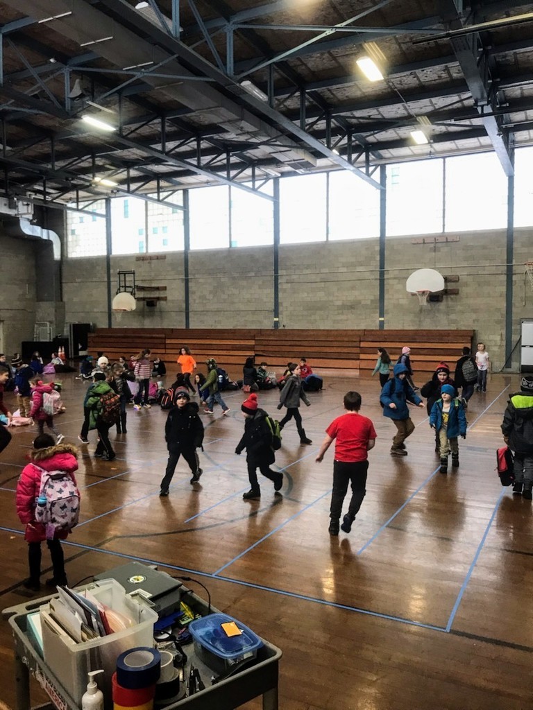 Walking maze in the gymnasium