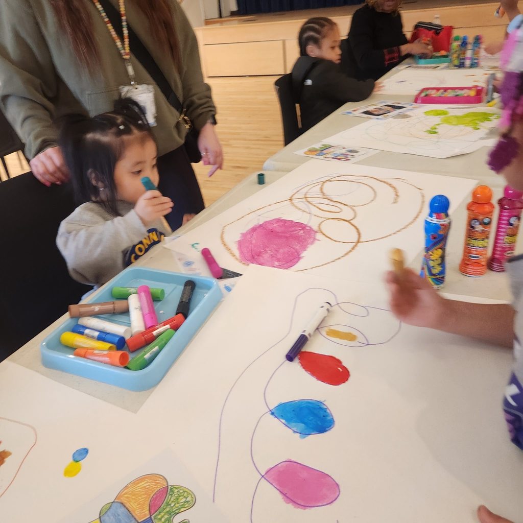 Kids making colorful art. 
