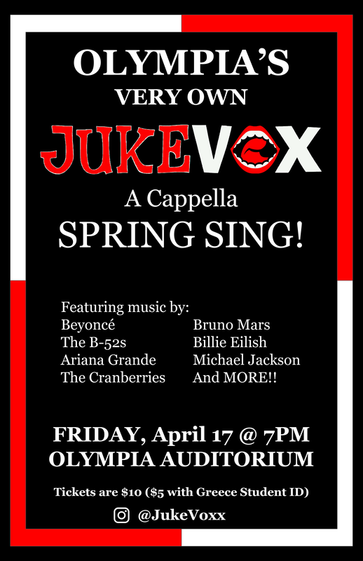 Olympia's JukeVox A Capella Spring Sing poster
