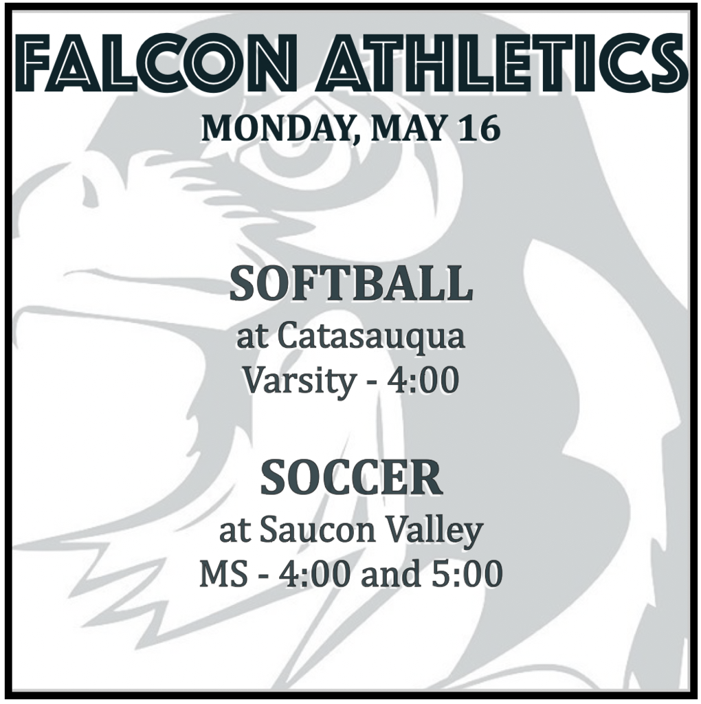 SOFTBALL: at Catasauqua, Varsity - 4:00.  SOCCER: at Saucon Valley, MS - 4:00 and 5:00.