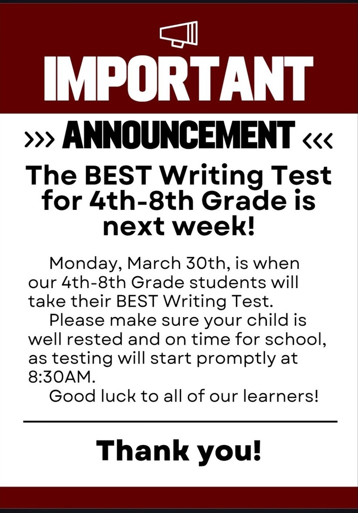 important testing announcement