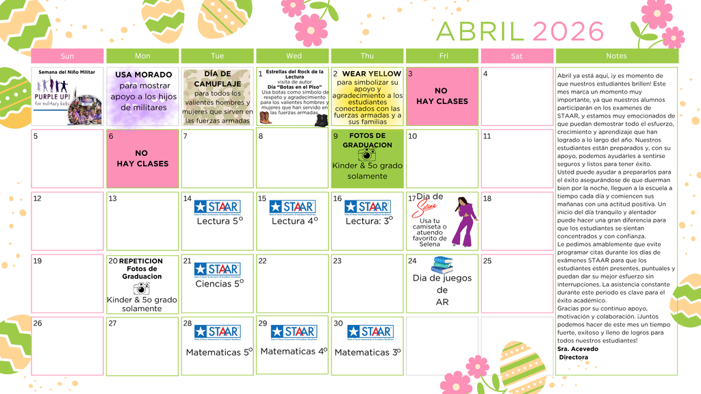 Calendario de abril