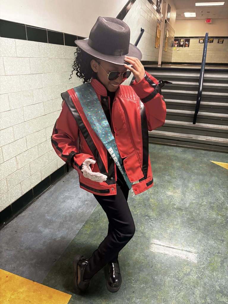 A student dressed as Michael Jackson. 