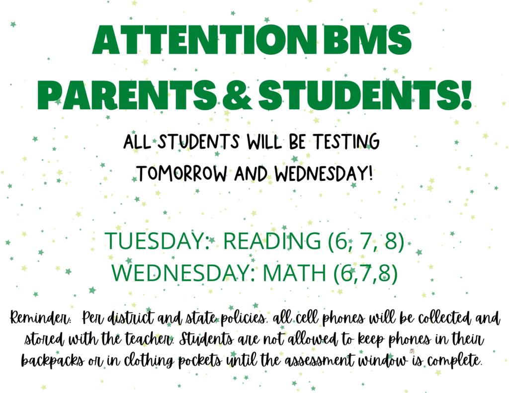 Tuesday:  Reading   Wednesday:  Math