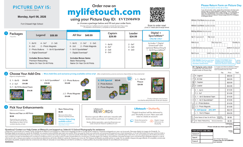 Lifetouch picture day order form.