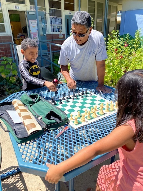 Tony playing chess