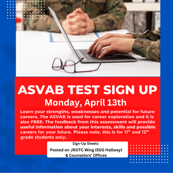 ASVAB Testing April 13th.