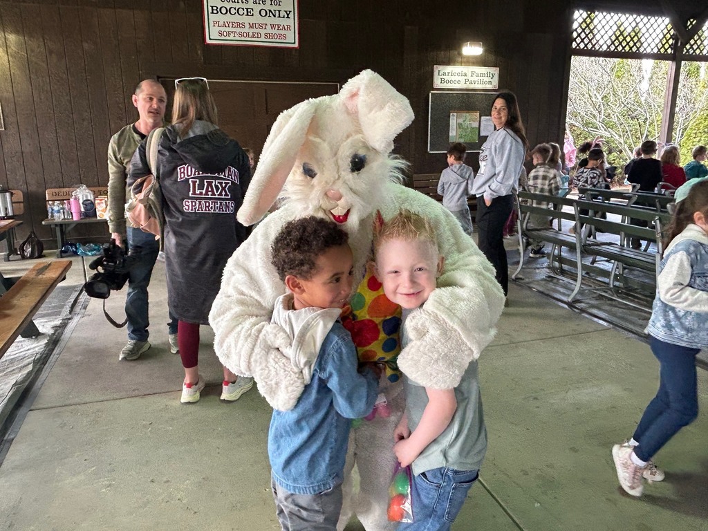 hugging the easter bunny
