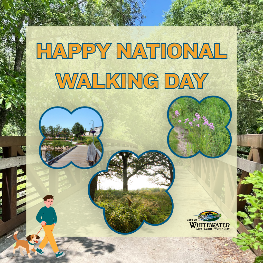 City of Whitewater post that says, "Happy National Walking Day"