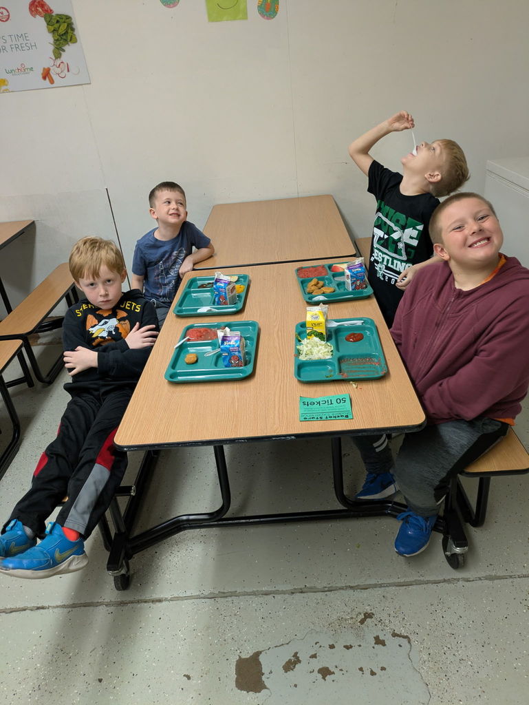 Students at special lunchroom table