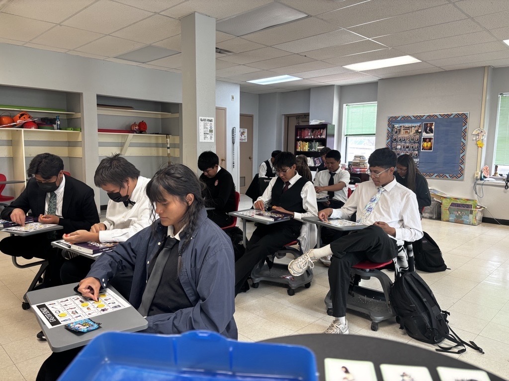 Senior class playing easter bingo