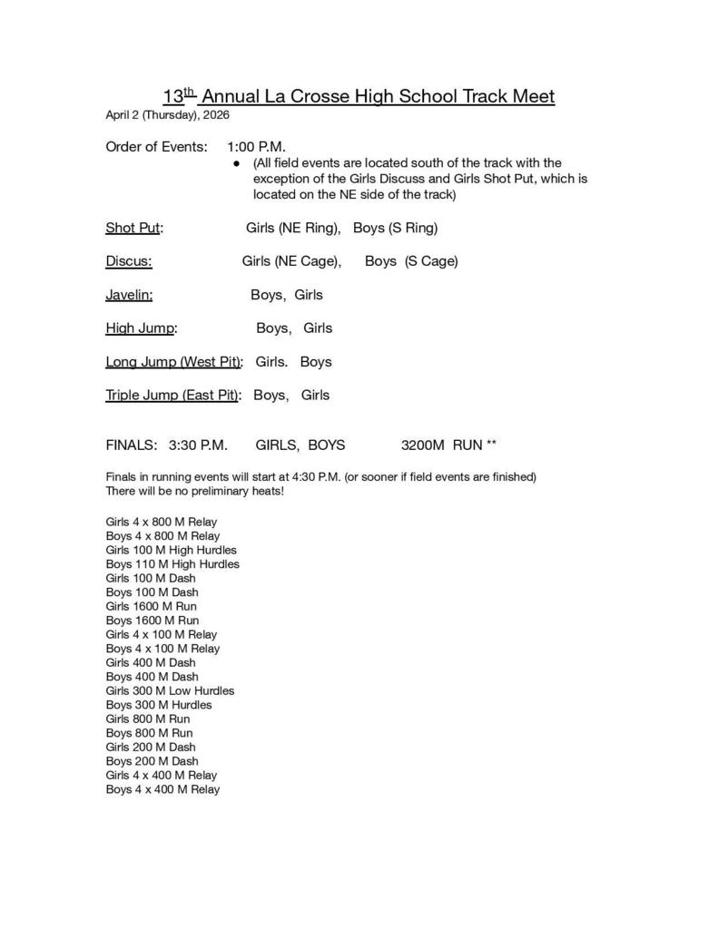 LaCrosse Order of Events