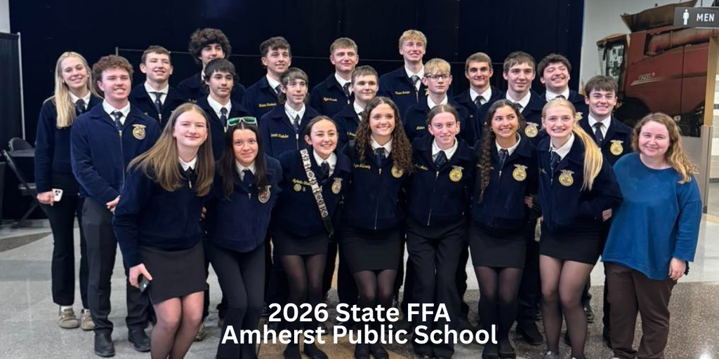 Photo of Amherst 2026 State FFA participants and Advisor Maranda Martenson