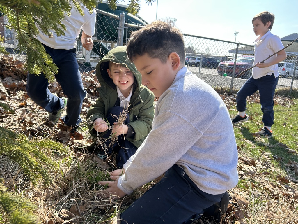 The Kindergarten, 1st Grade, and 2nd Grade classes got together to help clean up the school grounds as part of their Lent Service.