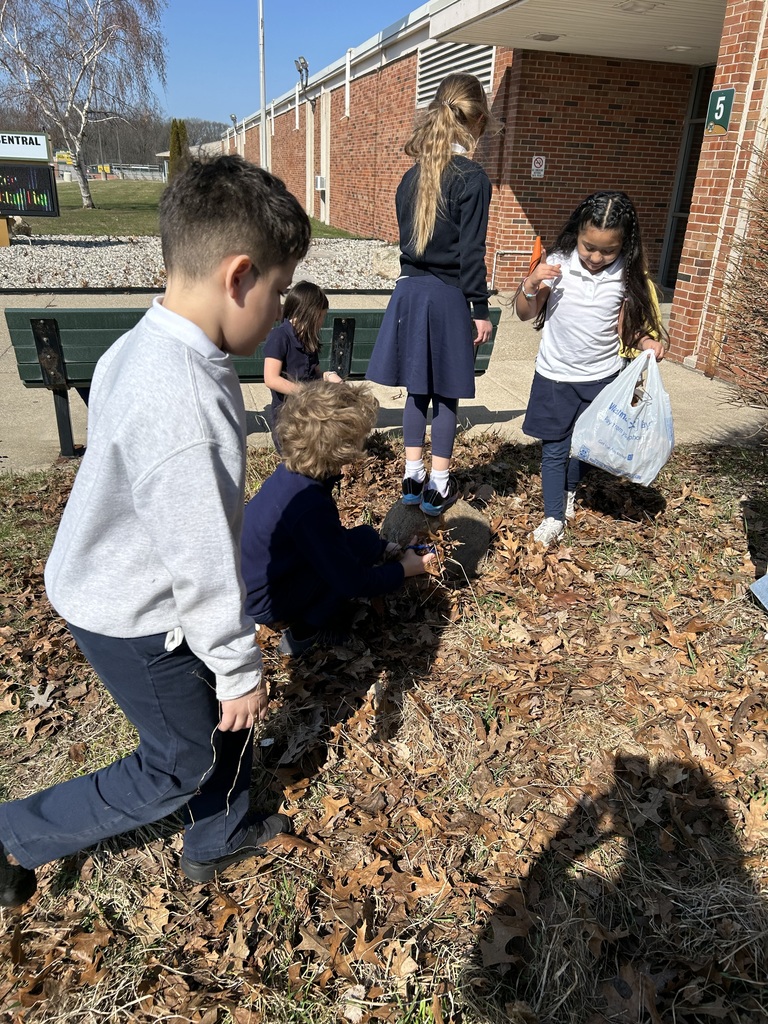 The Kindergarten, 1st Grade, and 2nd Grade classes got together to help clean up the school grounds as part of their Lent Service.