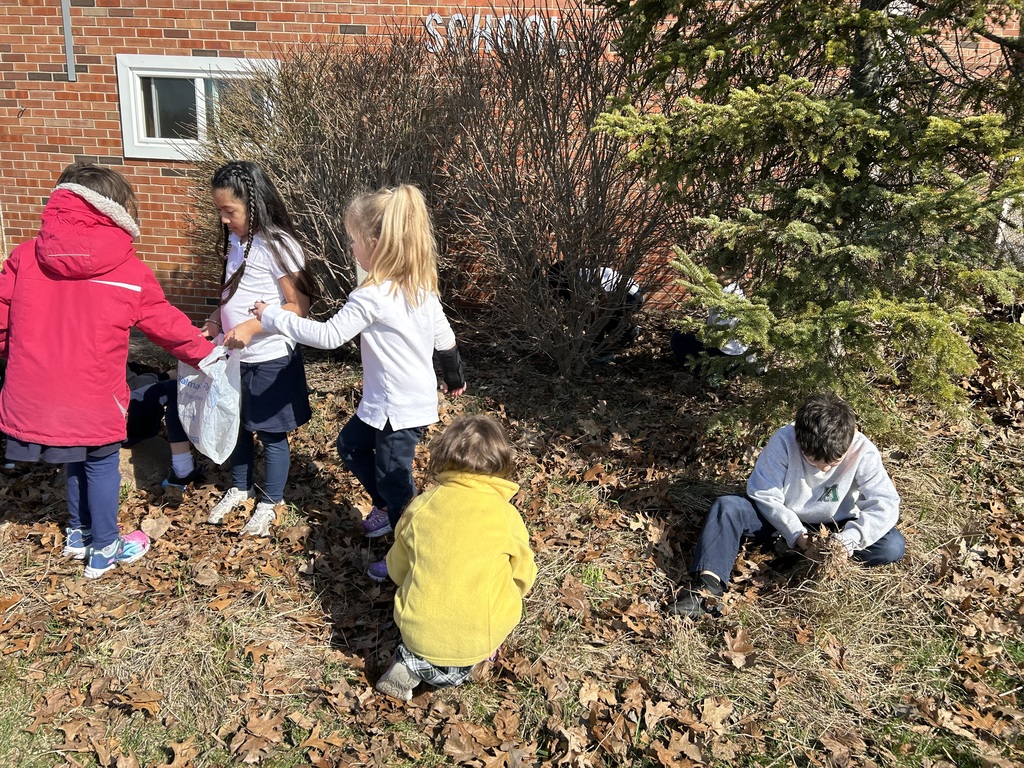The Kindergarten, 1st Grade, and 2nd Grade classes got together to help clean up the school grounds as part of their Lent Service.