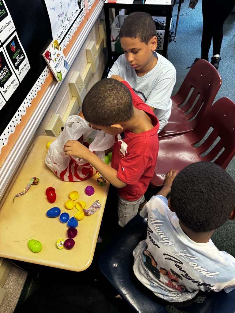 Kids opening colorful eggs from a plastic bag. 
