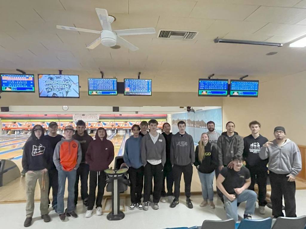 Students and teachers at bowling.