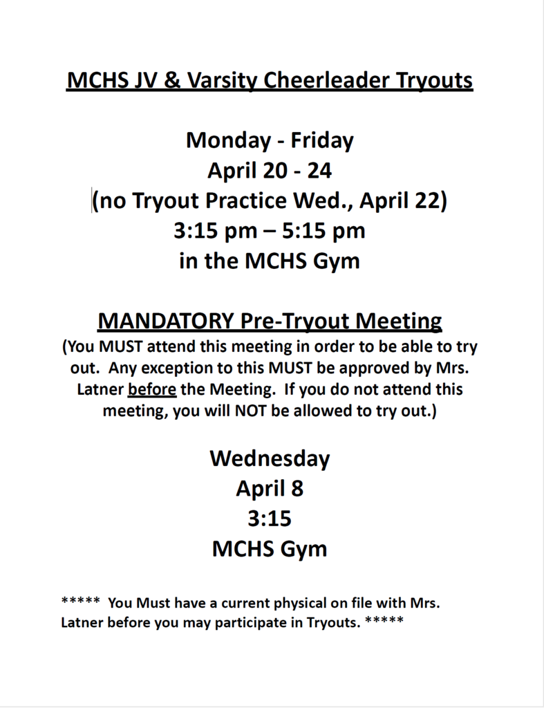 Cheerleader Tryout: MCHS