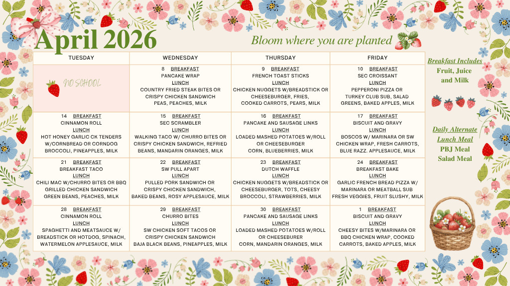 April Lunch Menu