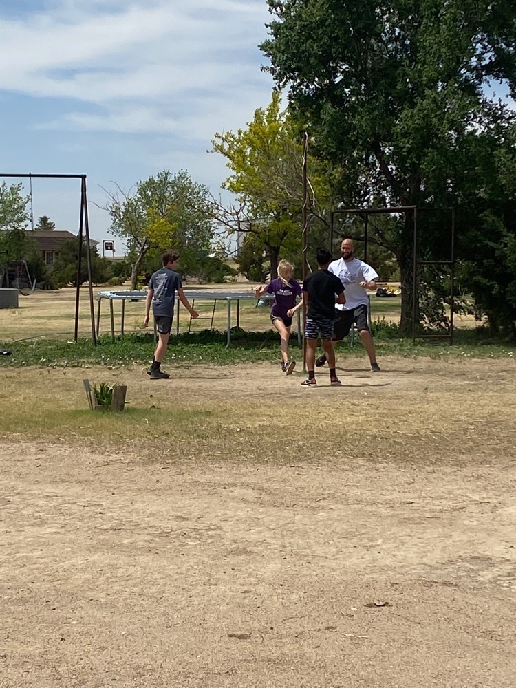 intense game of tetherball with Mr. Simon