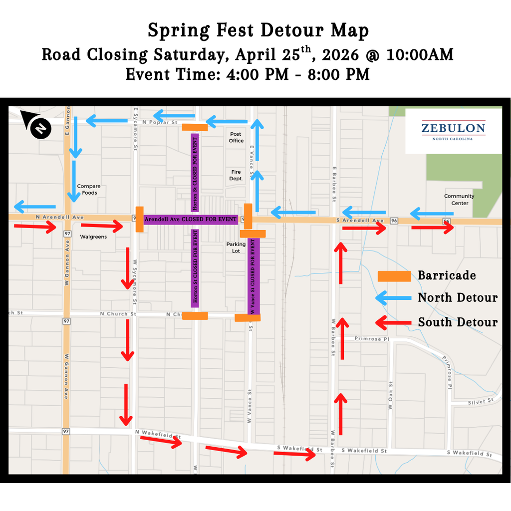 Spring Fest Detour Map