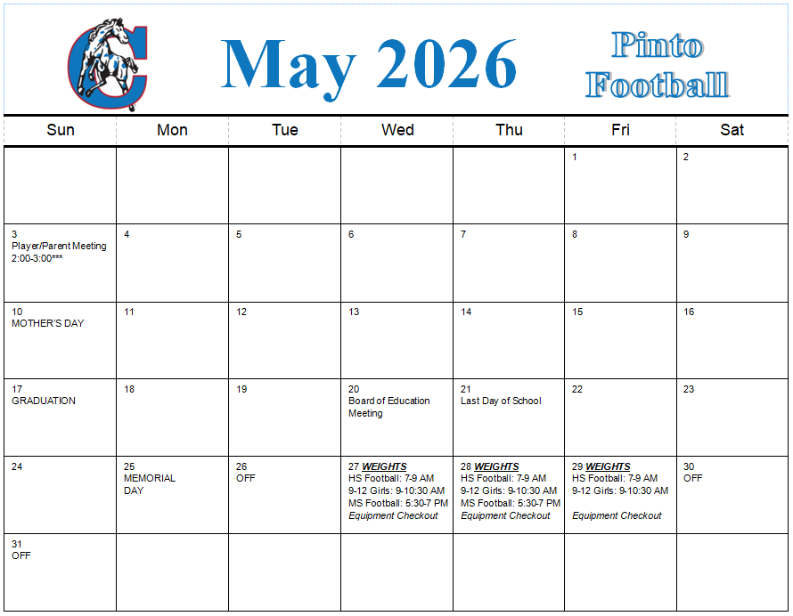 May Calendar