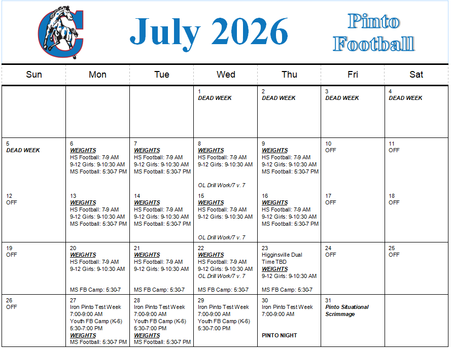 July Calendar