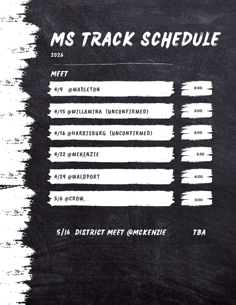 MS Track meet schedule 2026