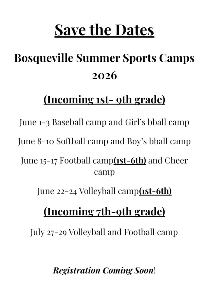 Flyer for Summer Sports Camps Save the Date