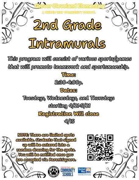 2nd Grade Intramurals Flyer. 