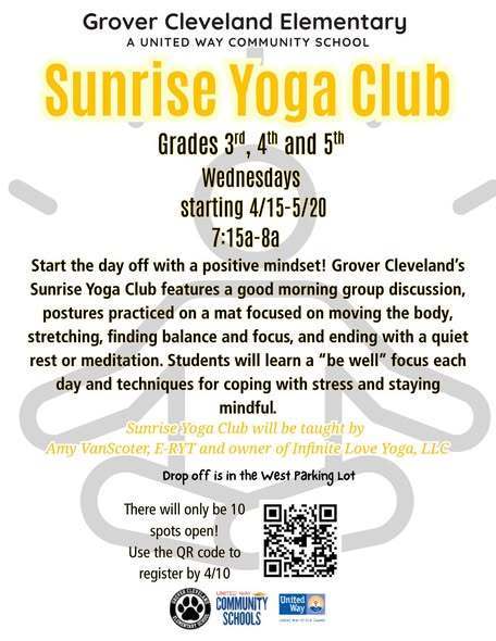 Sunrise Yoga Club Flyer.