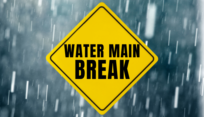 Water Main Break alert sign