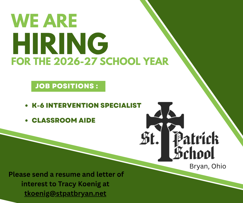 We are hiring for the 2026-2027 school year graphic