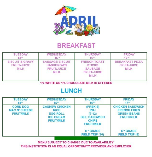 Meal Menu