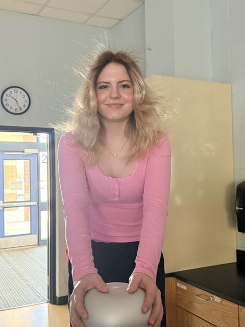 student with static electricity