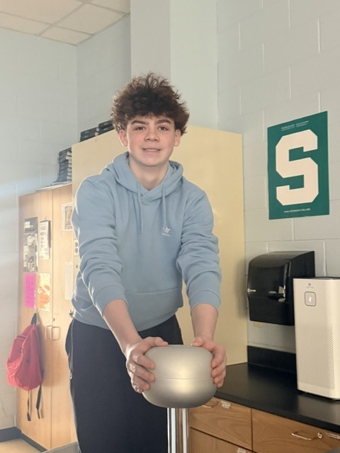 student with static electricity