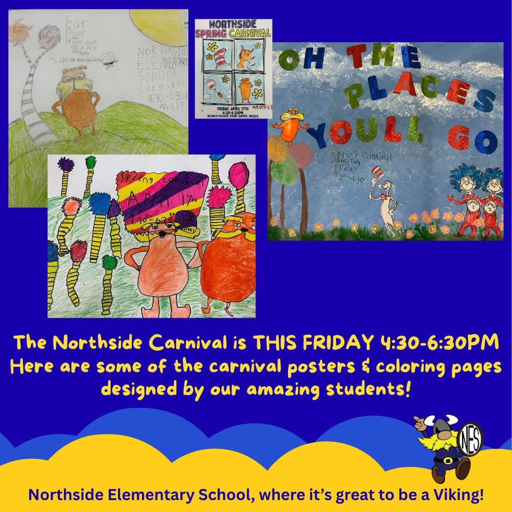 Blue and yellow background with student carnival poster designs on it