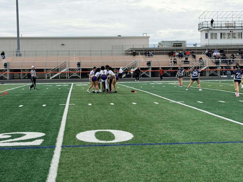 Erie High Royals Girl Flag Football Team on the field. 