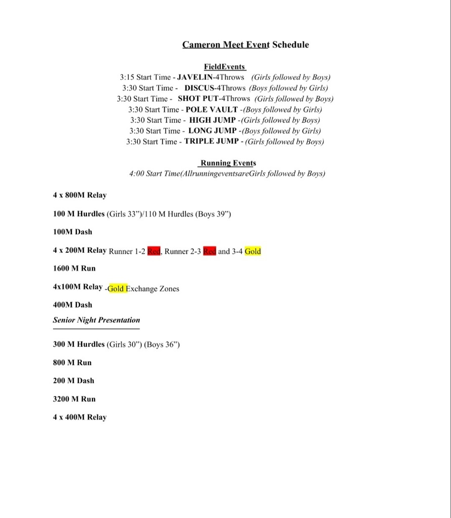 cameron Track meet