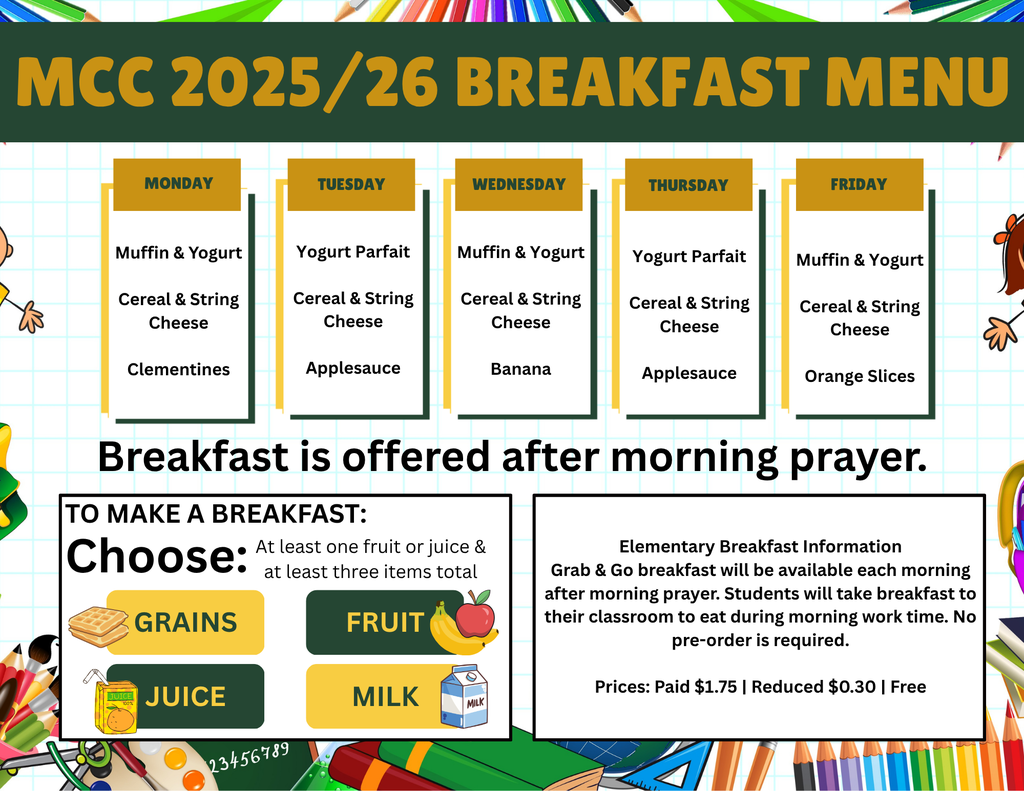 Elementary Breakfast Menu